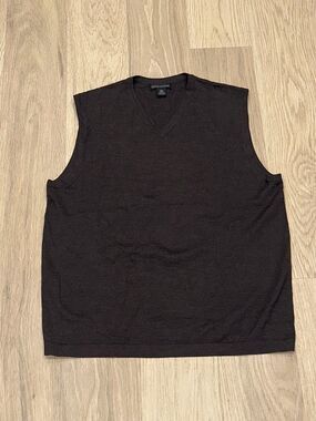 Banana Republic Sweater Vest 100% Merino Wool Mens L Brown 2000s Preppy